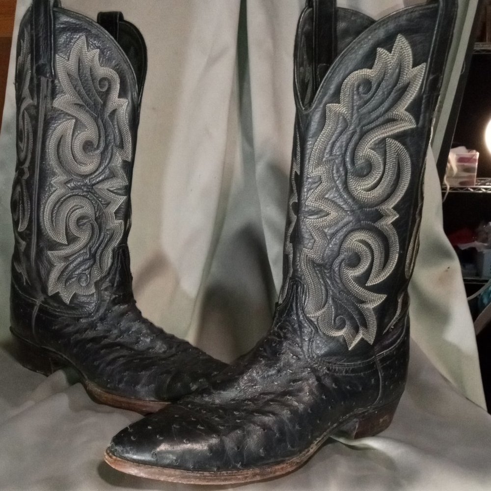 Vintage J. Chisholm Handmade Ostrich Boots size 9-1/2D
